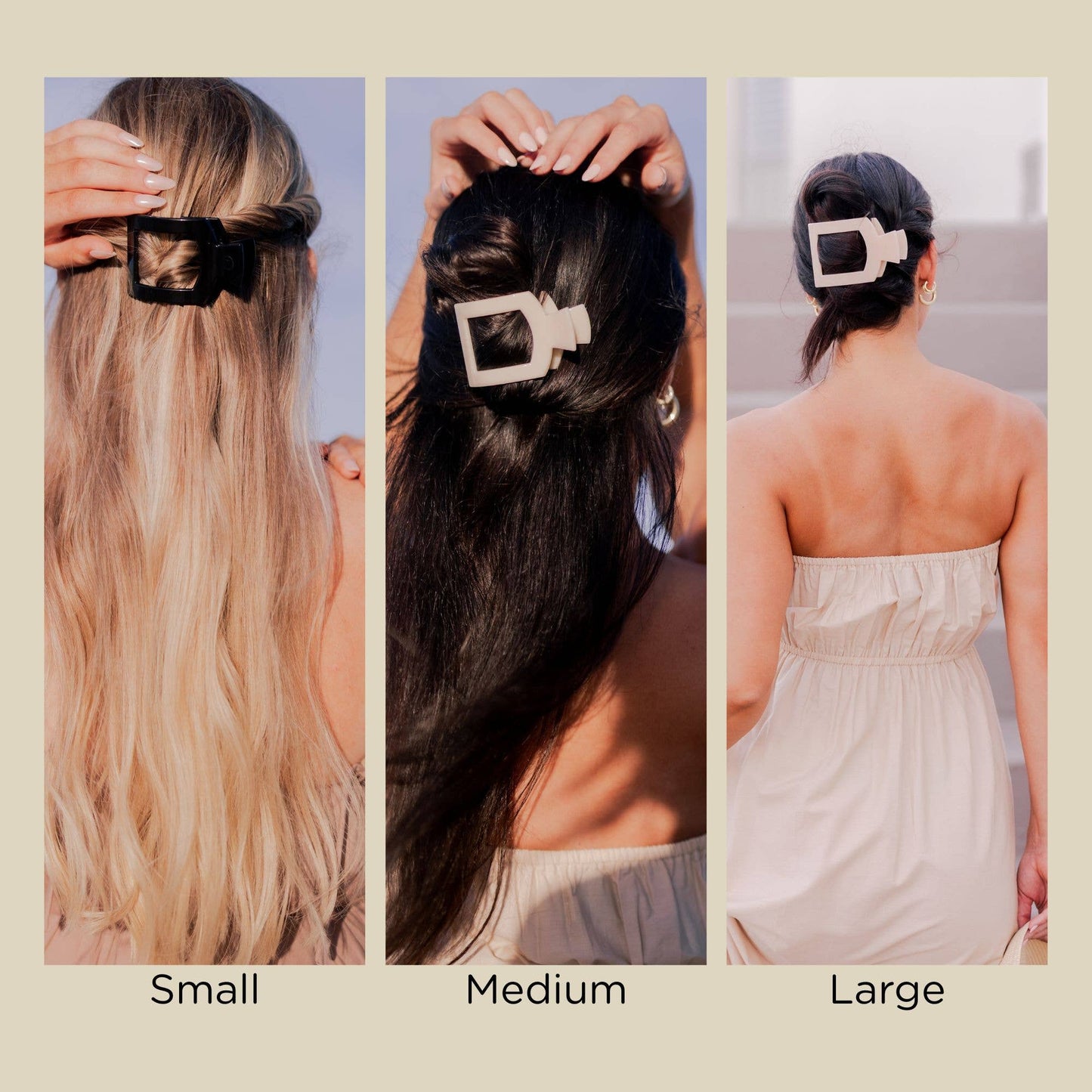 Square Flat Hair Clip | Large | Jet Black