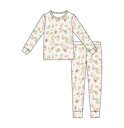 Bamboo Two Piece Toddler Set | Strawberry Bunnies