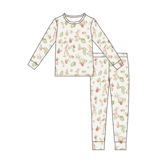 Bamboo Two Piece Toddler Set | Strawberry Bunnies