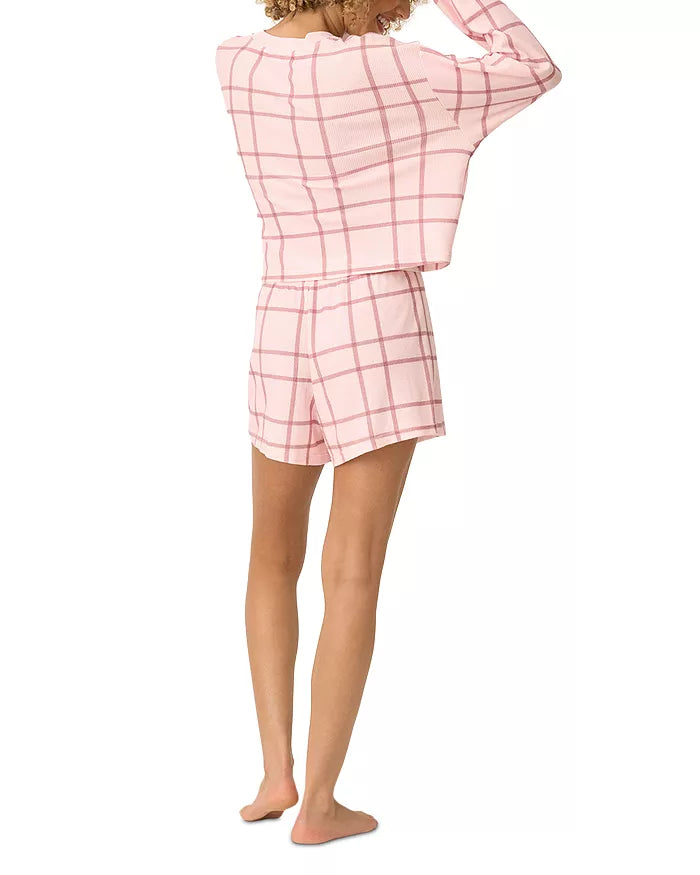 PJ Salvage Boyfriend Boxer Pink Plaid Set