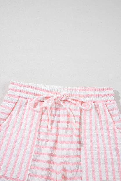 Laney | Stripe Knit Top and Drawstring Shorts Set
