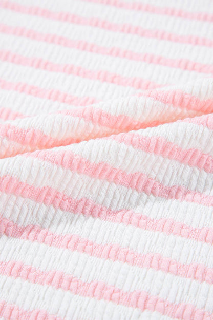 Laney | Stripe Knit Top and Drawstring Shorts Set