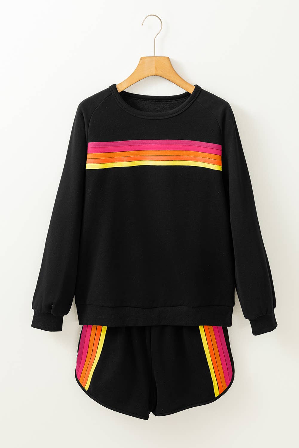 Kenzie | Stripe Pullover and Shorts Two Piece Casual Set