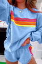 Kenzie | Stripe Pullover and Shorts Two Piece Casual Set