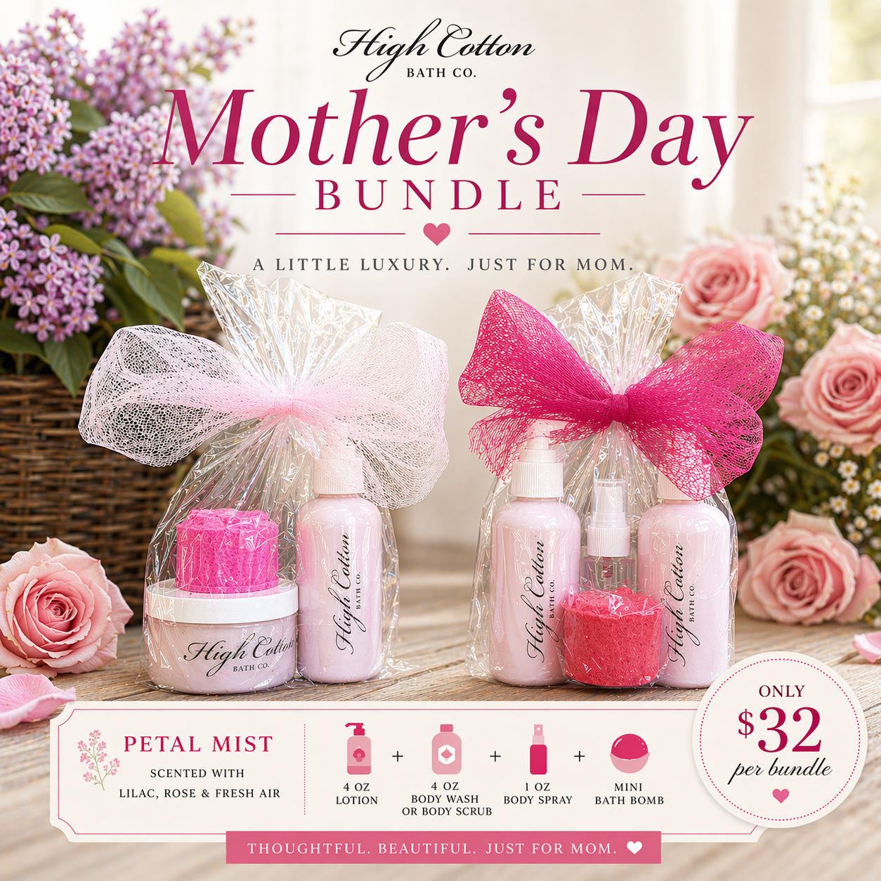 Mother’s Day Bundle Gift Set: Petal Mist Bath & Body Gift for Mom