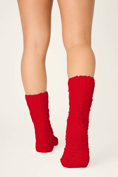 PJ Salvage Boucle Red Crew Socks