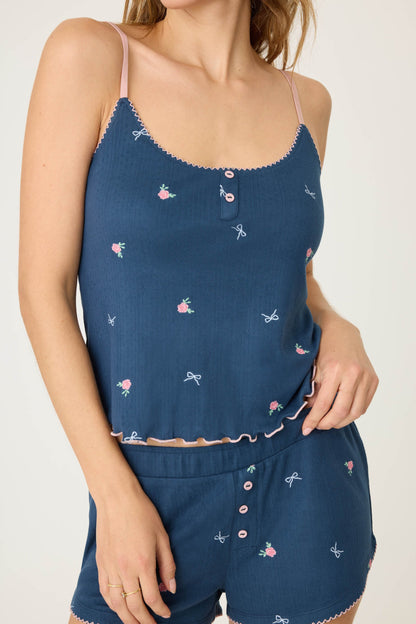 PJ Salvage English Rose Embroidered Cami Top