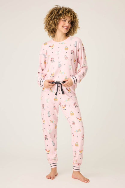 PJ Salvage Halloween Cat Print PJ Set