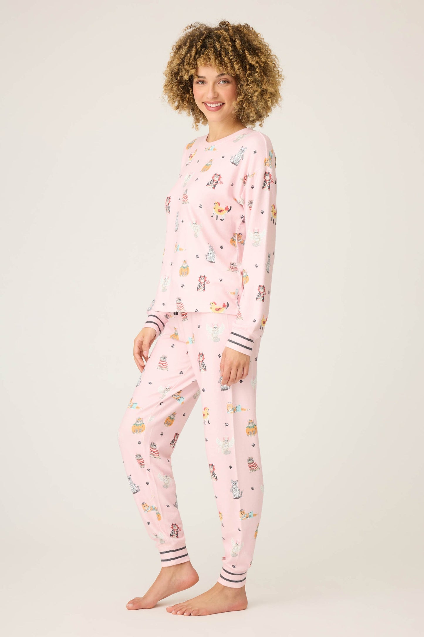 PJ Salvage Halloween Cat Print PJ Set