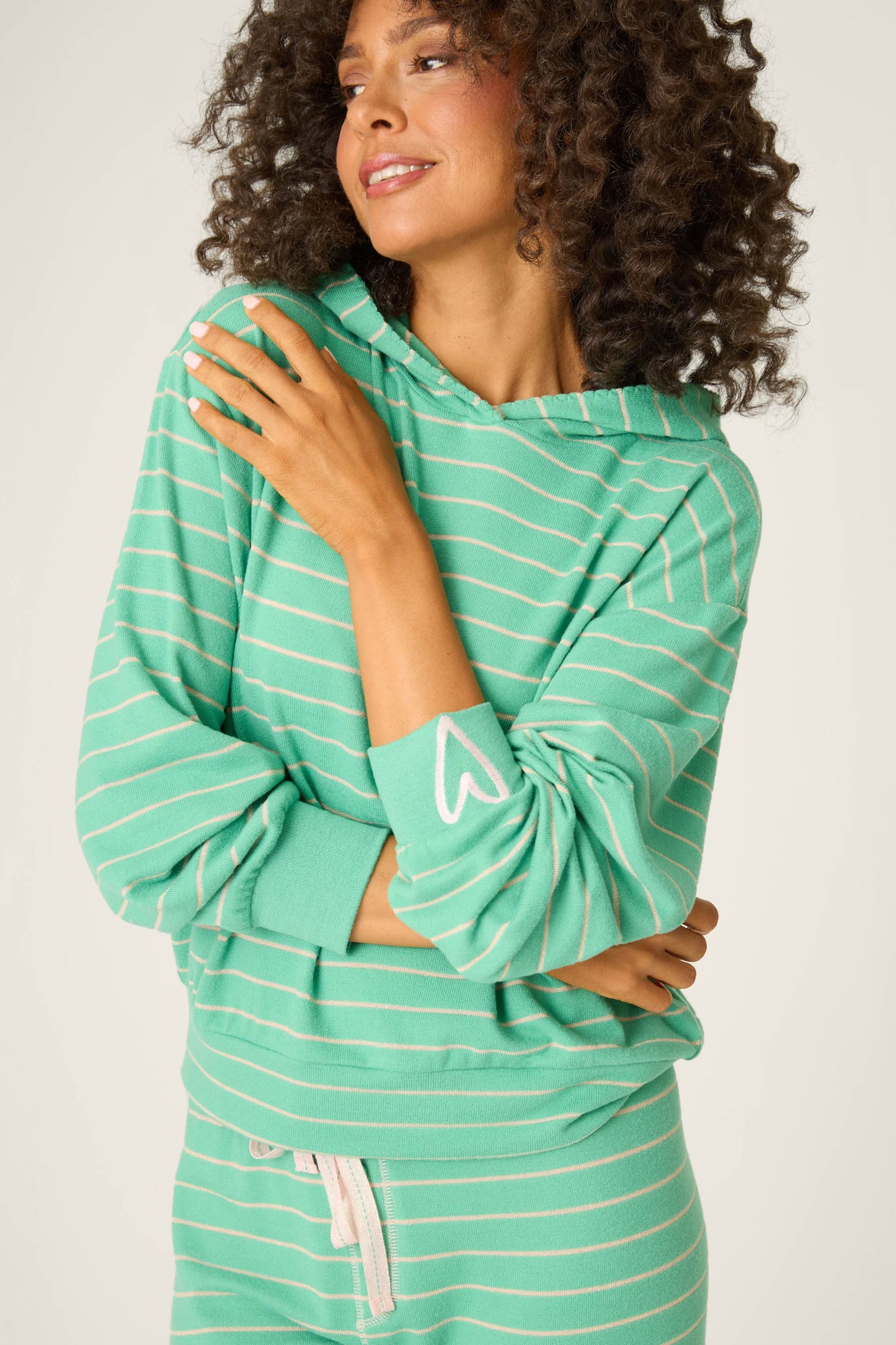 PJ Salvage Green Stripe Hoodie