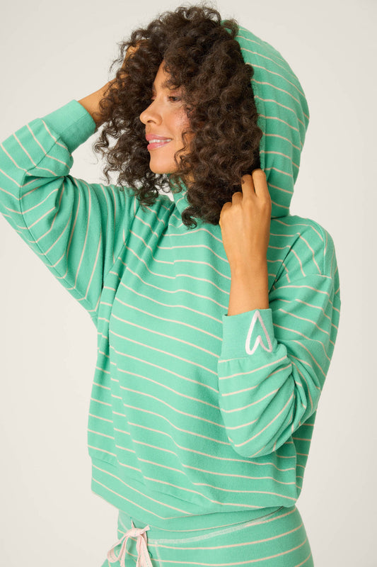 PJ Salvage Green Stripe Hoodie