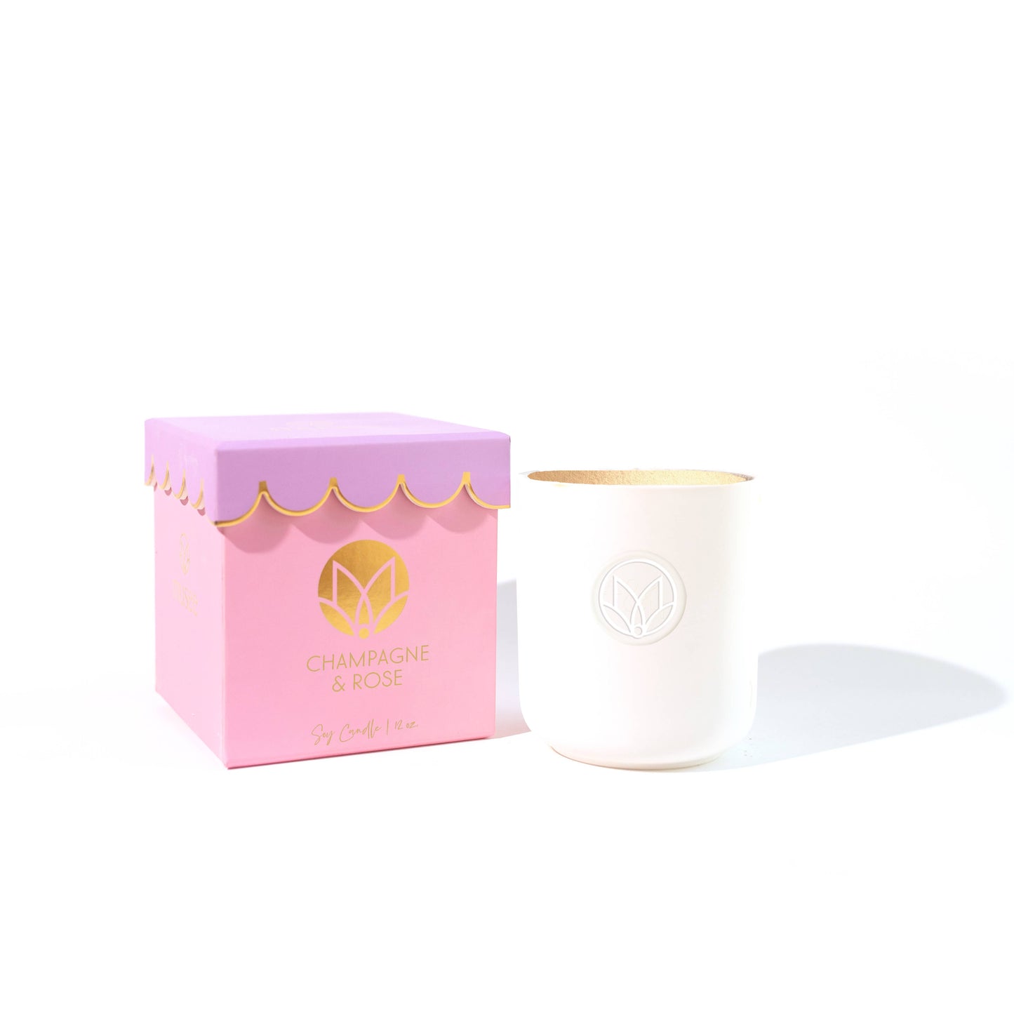 Scalloped Champagne & Rose Soy Candle