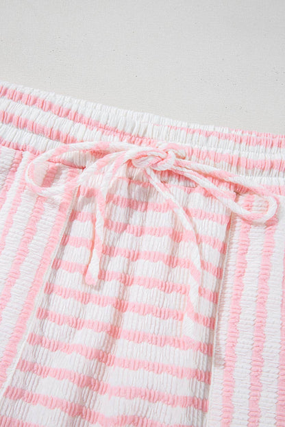 Laney | Stripe Knit Top and Drawstring Shorts Set