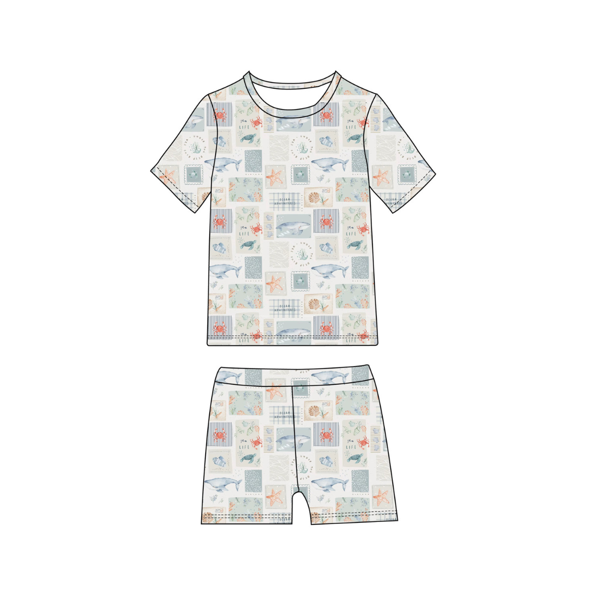 Bamboo Two Piece Toddler & Youth PJ Set | Sea Life