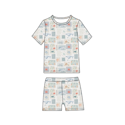Bamboo Two Piece Toddler & Youth PJ Set | Sea Life