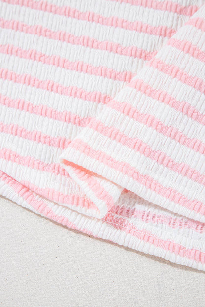 Laney | Stripe Knit Top and Drawstring Shorts Set