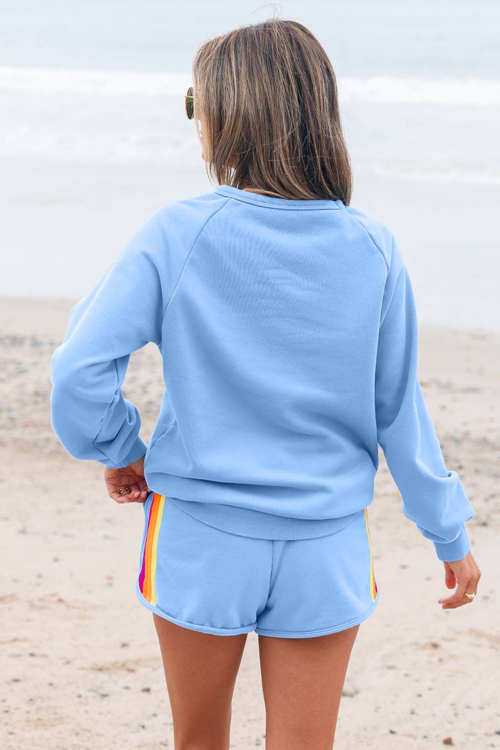 Kenzie | Stripe Pullover and Shorts Two Piece Casual Set
